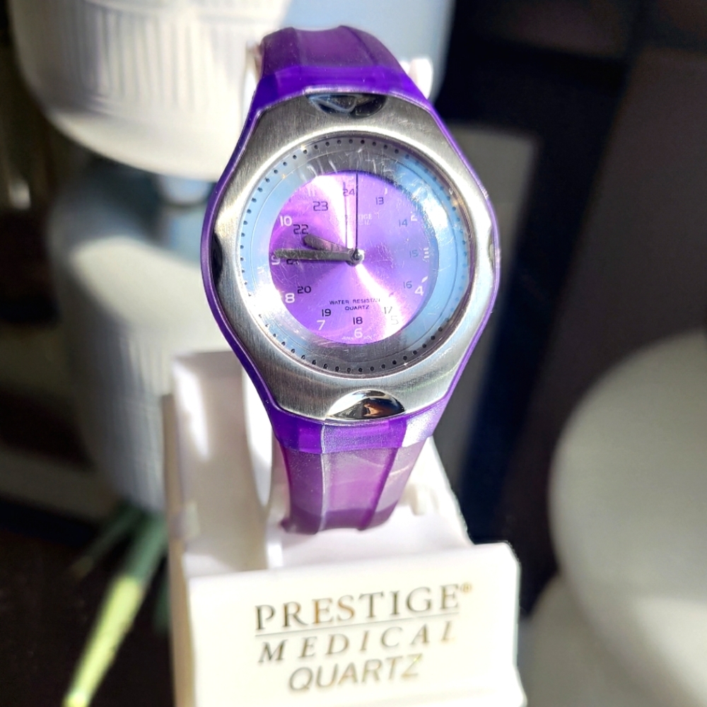 Purple Jelly Style Prestige Medical Nurse Watch Stainless Steel Bezel in